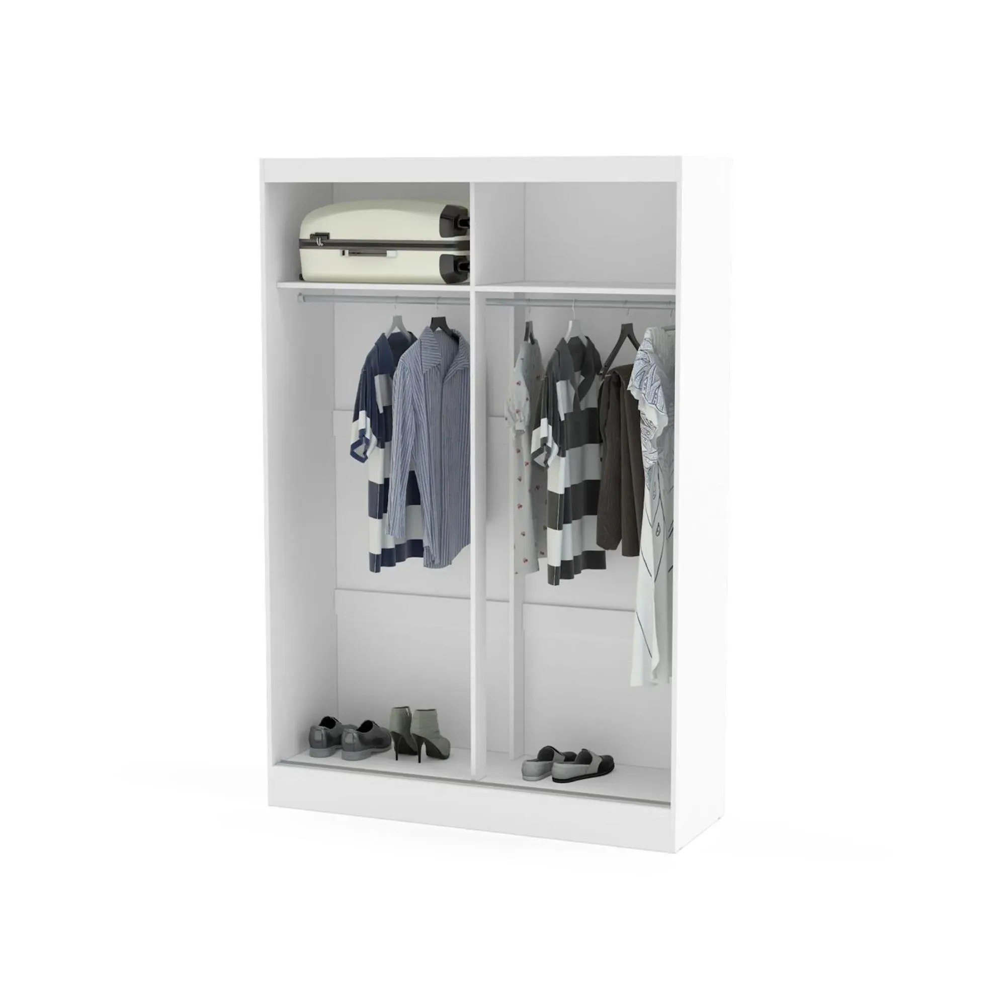 Lynx 2 Door Sliding Mirror Wardrobe - White and Grey