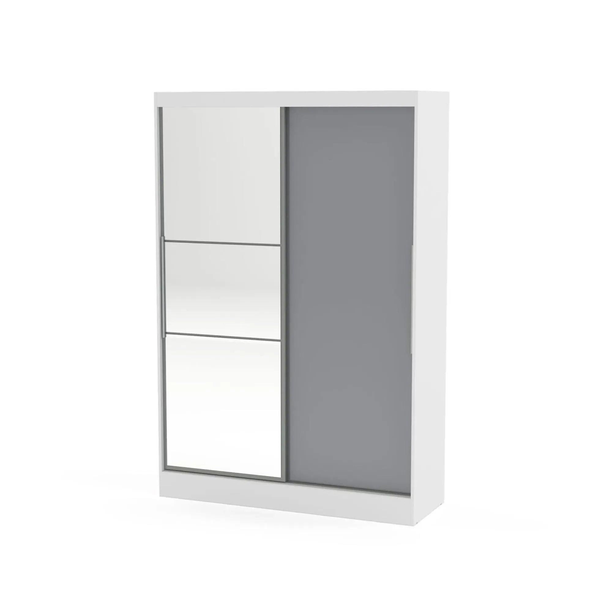 Lynx 2 Door Sliding Mirror Wardrobe - White and Grey