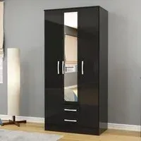 Lynx 3 Door Combi Wardrobe - Black