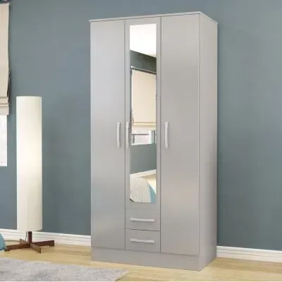 Lynx 3 Door Combi Wardrobe - Grey