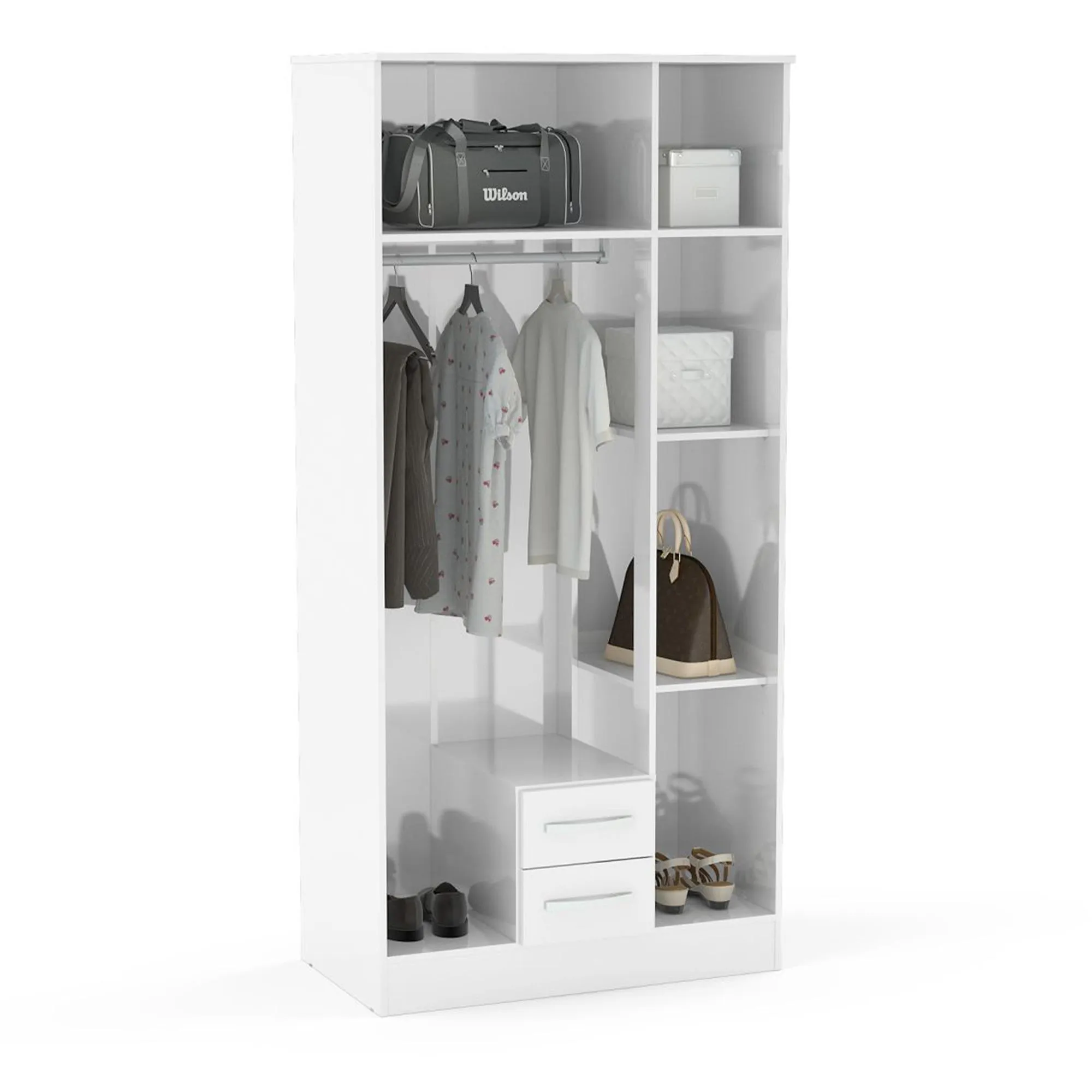 Lynx 3 Door Combi Wardrobe - White
