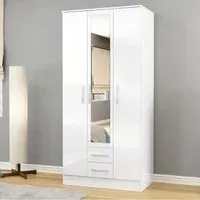Lynx 3 Door Combi Wardrobe - White