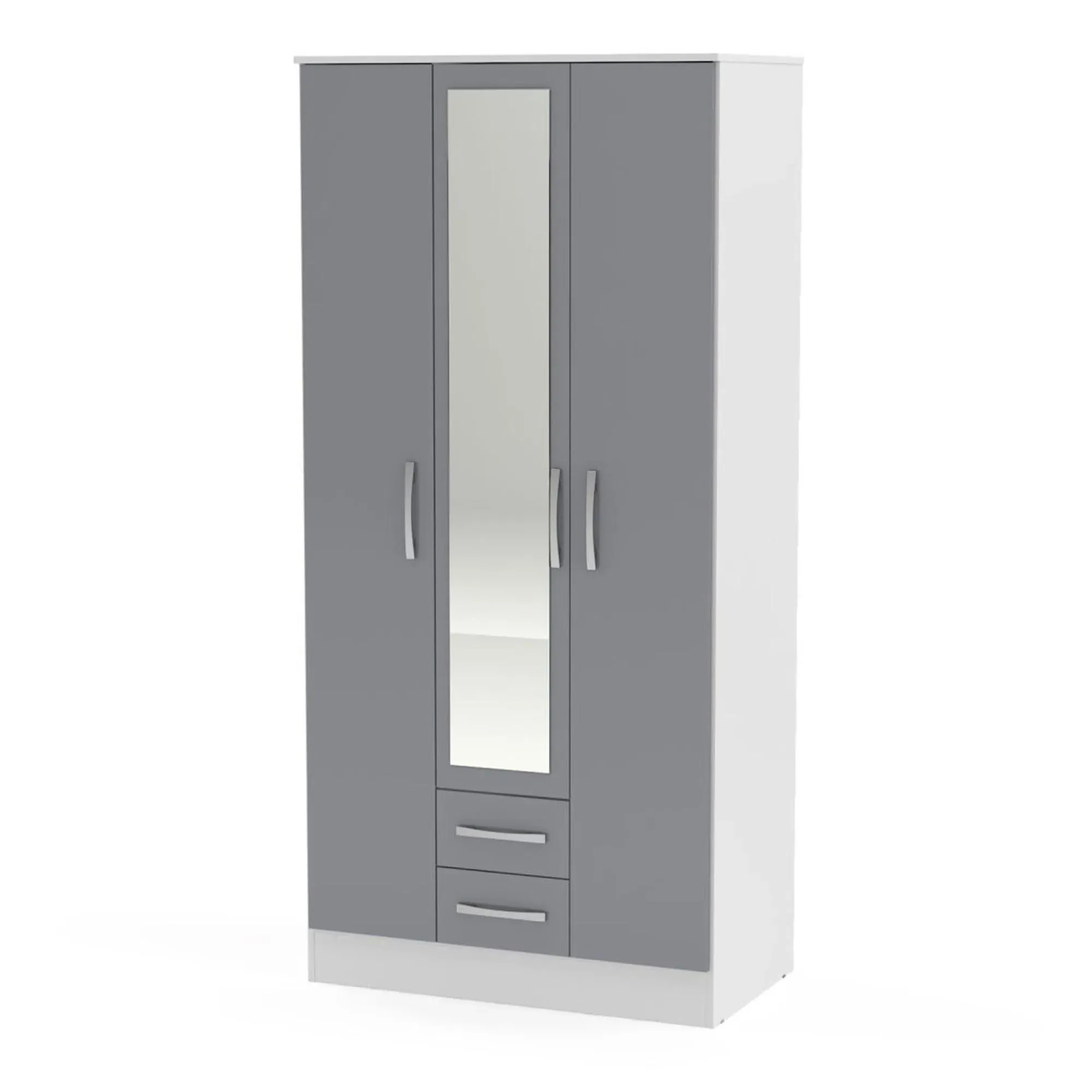 Lynx 3 Door Combi Wardrobe - White, Grey
