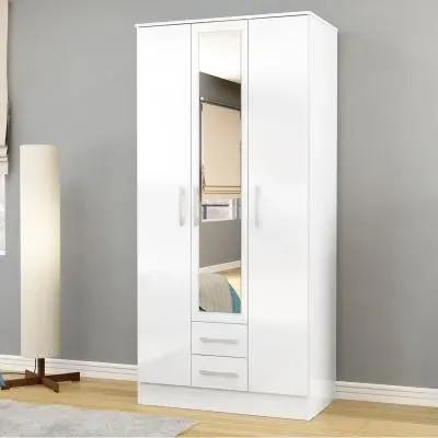 Lynx 3 Door Combi Wardrobe - White