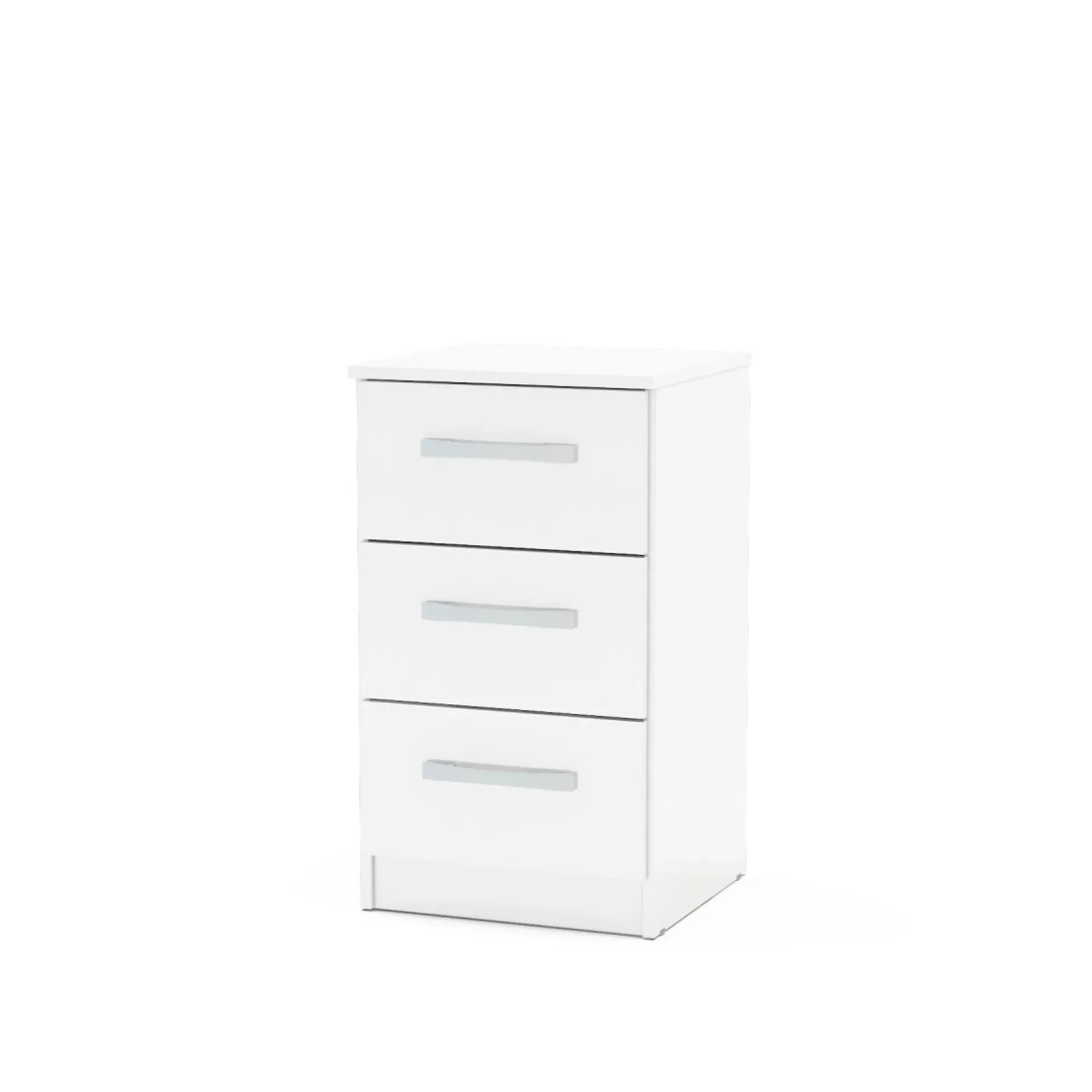Lynx 3 Drawer Bedside Cabinet - White, High Gloss