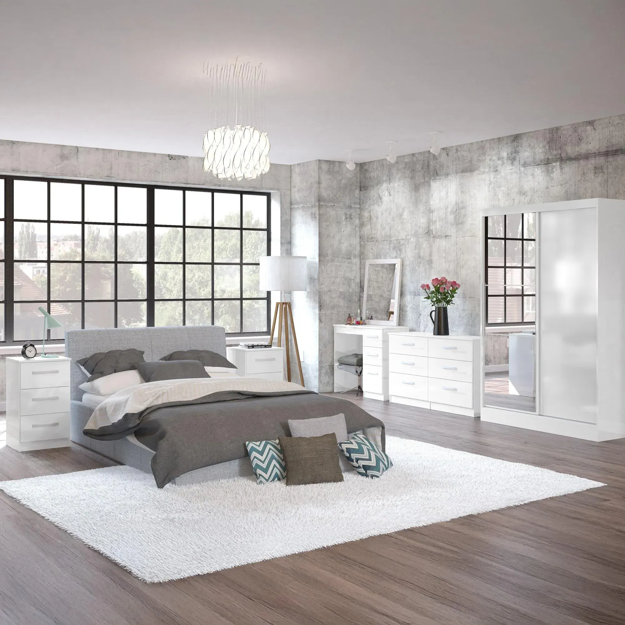 Lynx 3 Drawer Bedside Cabinet - White, High Gloss