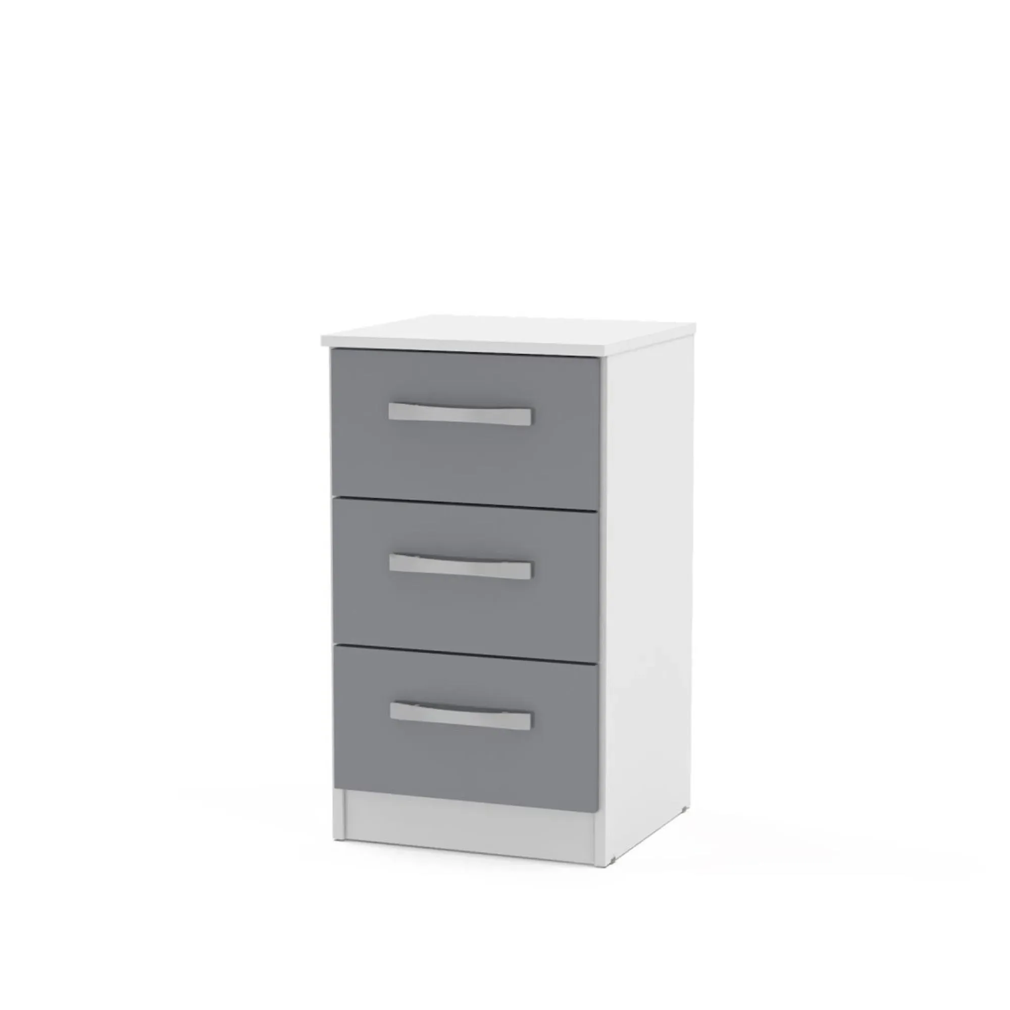 Lynx 3 Drawer Bedside Cabinet - White, High Gloss