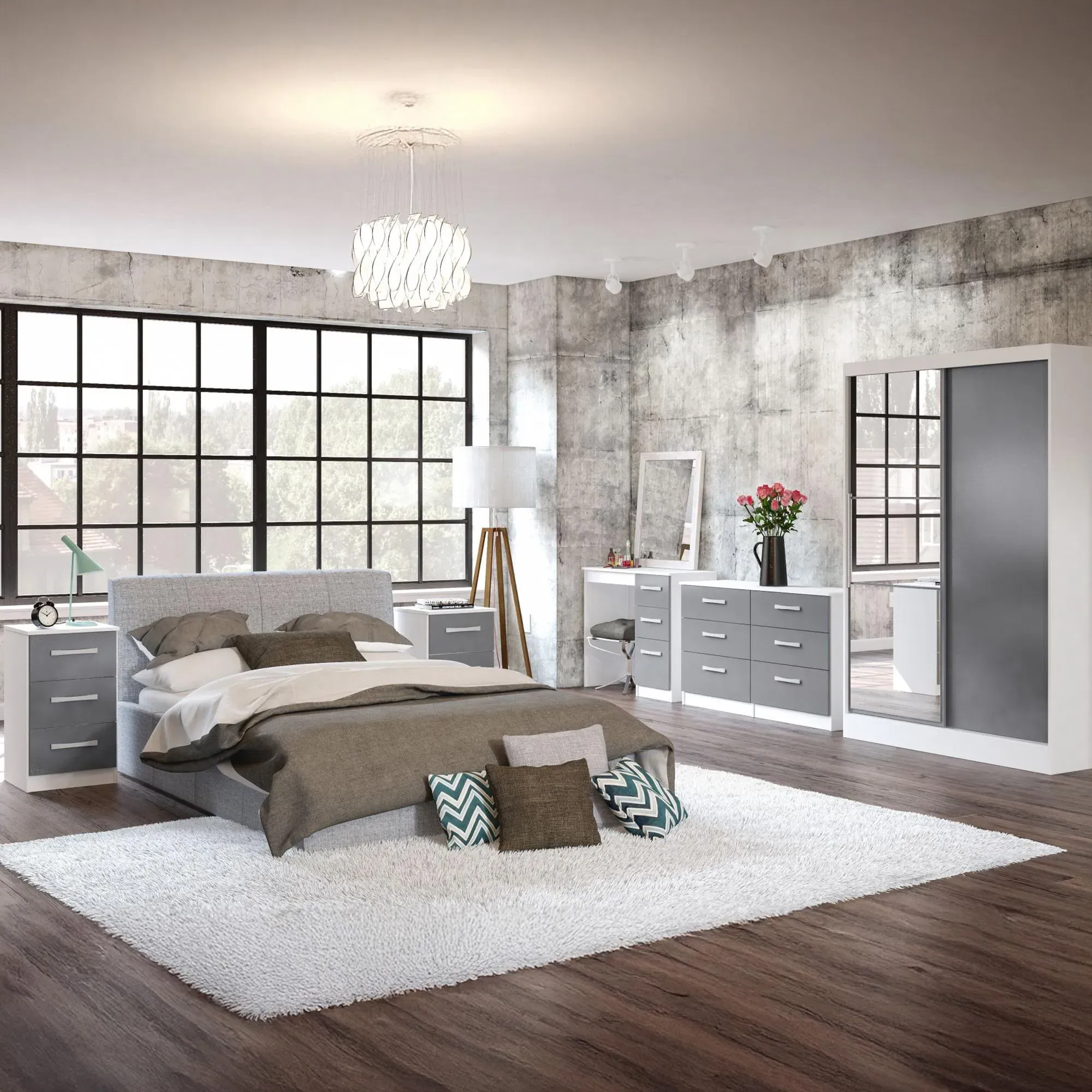 Lynx 3 Drawer Bedside Cabinet - White, High Gloss