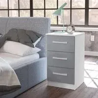 Lynx 3 Drawer Bedside Cabinet - White, High Gloss