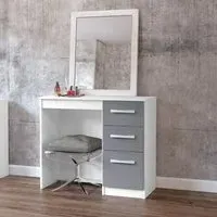 Lynx 3 Drawer Single Dressing Table - White