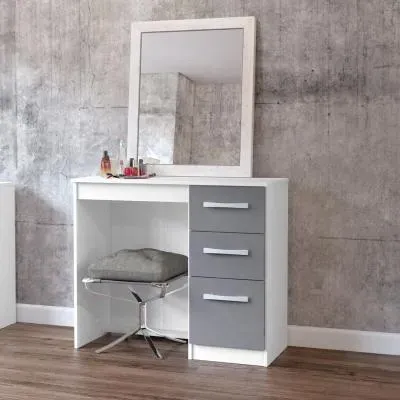 Lynx 3 Drawer Single Dressing Table - White image