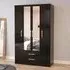 Lynx 4 Door Combi Wardrobe - Black, High Gloss