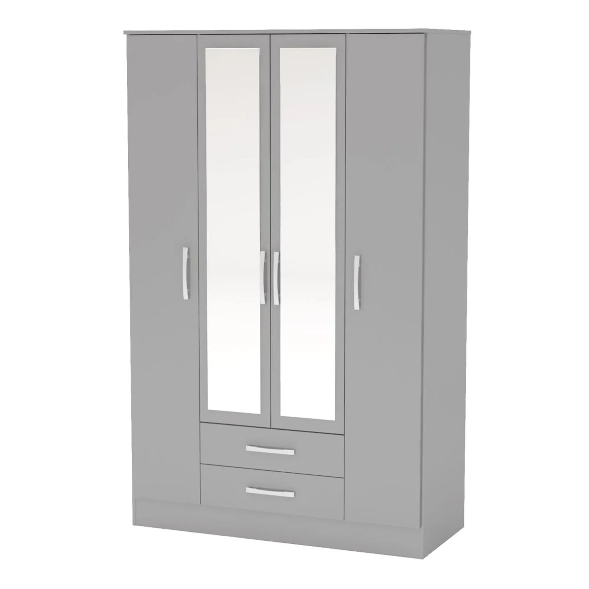 Lynx 4 Door Combi Wardrobe - Grey, High Gloss