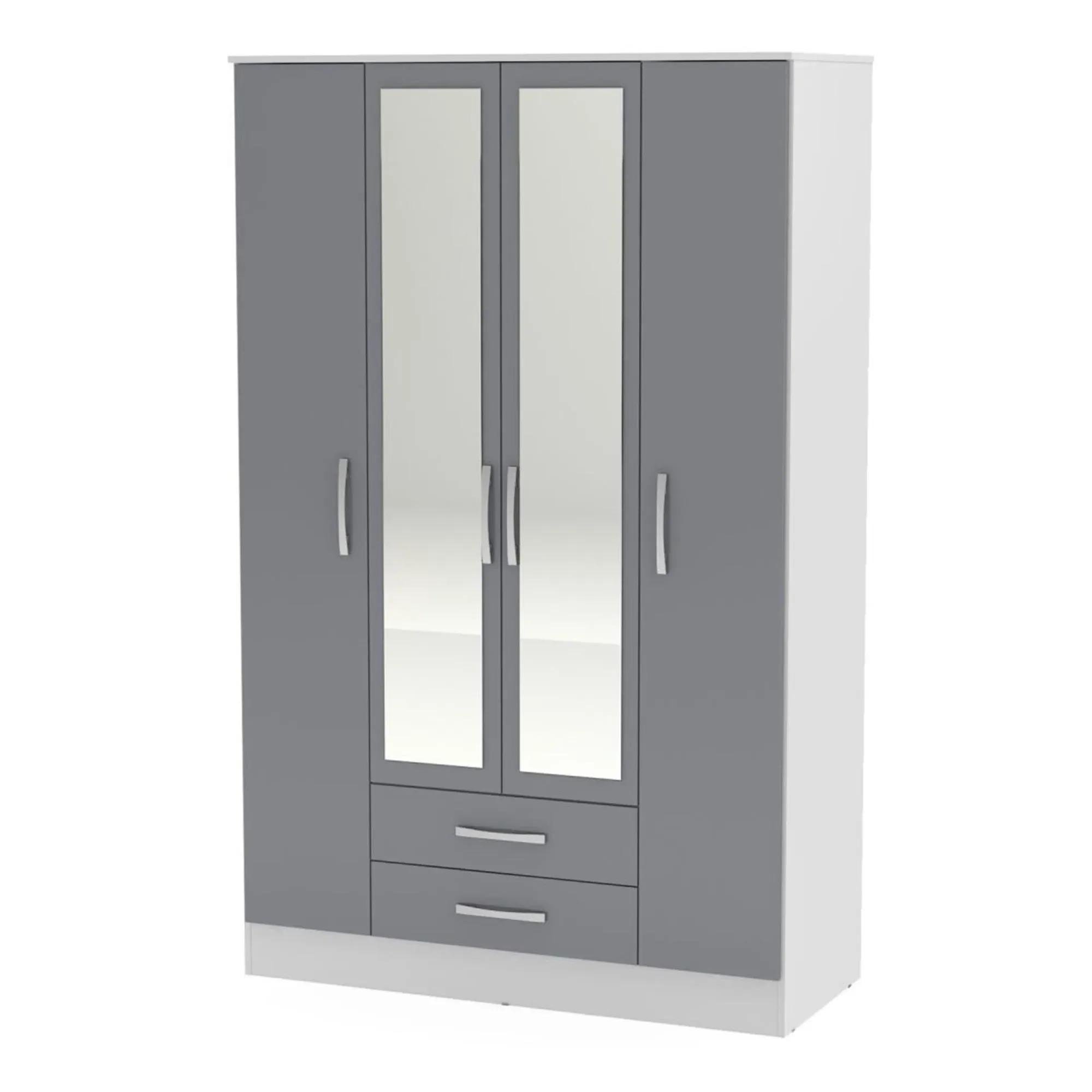 Lynx 4 Door Combi Wardrobe - White, High Gloss