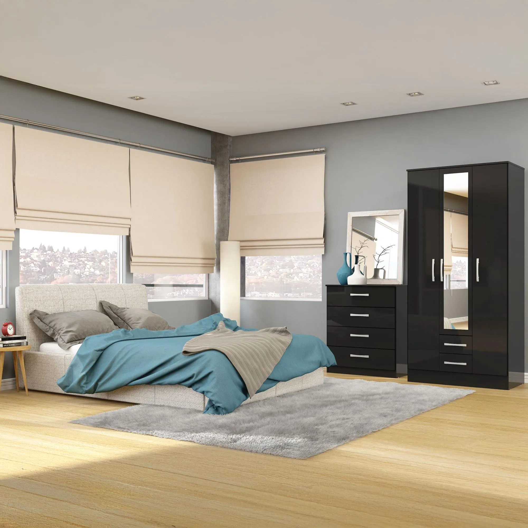 Lynx 4 Drawer Chest - Black, High Gloss