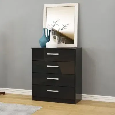 Lynx 4 Drawer Chest - Black, High Gloss image