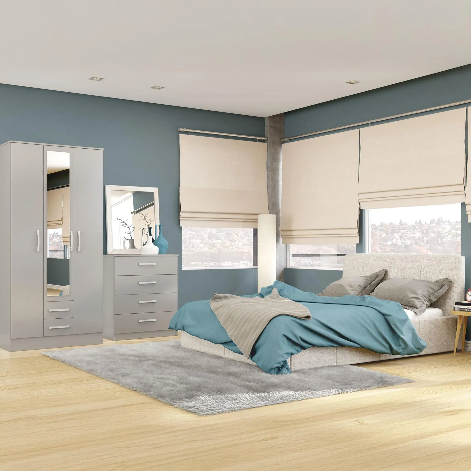 Lynx 4 Drawer Chest - Grey, High Gloss