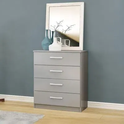 Lynx 4 Drawer Chest - Grey, High Gloss