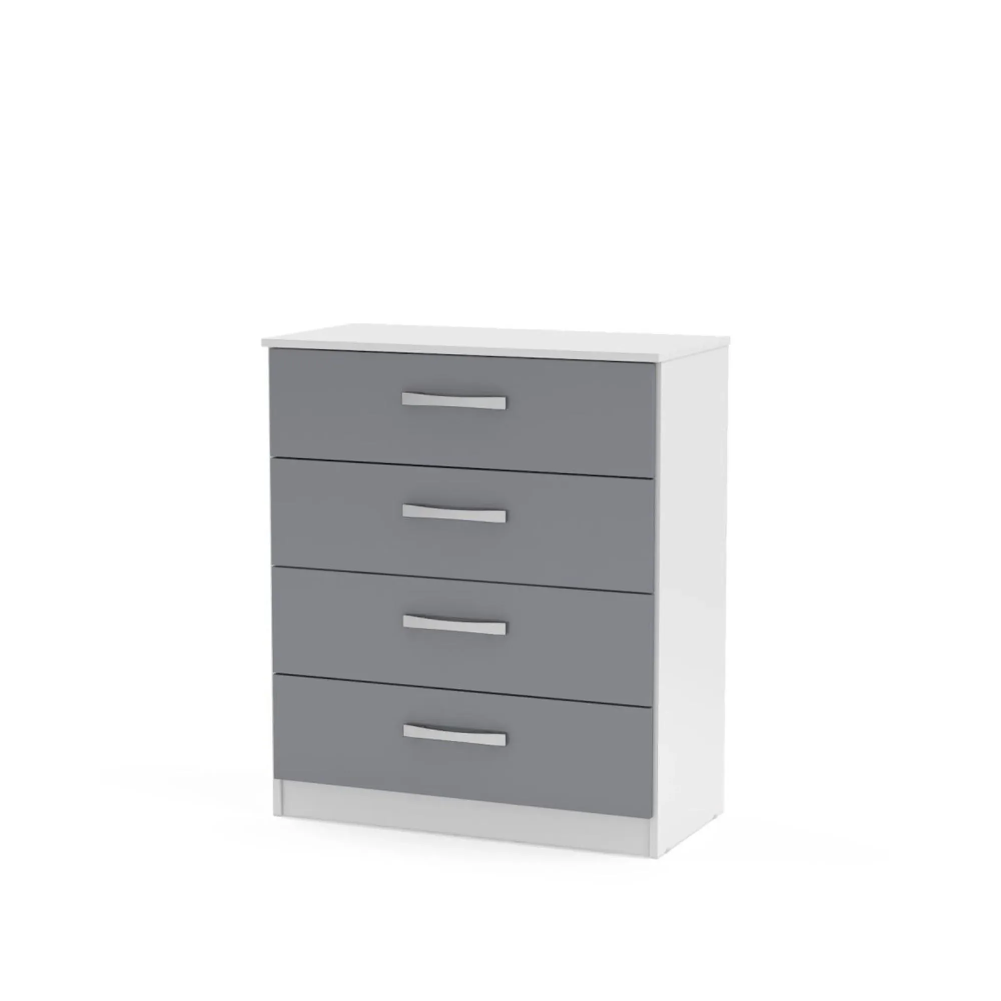 Lynx 4 Drawer Chest - White and Grey, High Gloss