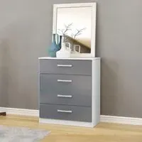 Lynx 4 Drawer Chest - White and Grey, High Gloss
