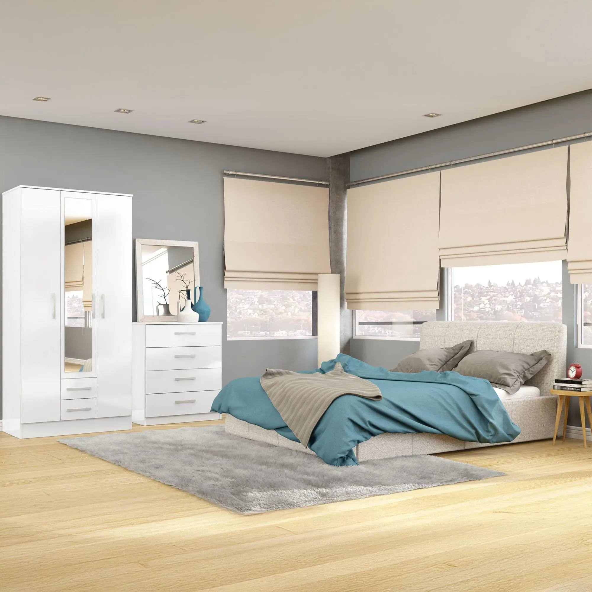 Lynx 4 Drawer Chest - White, High Gloss