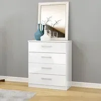 Lynx 4 Drawer Chest - White, High Gloss