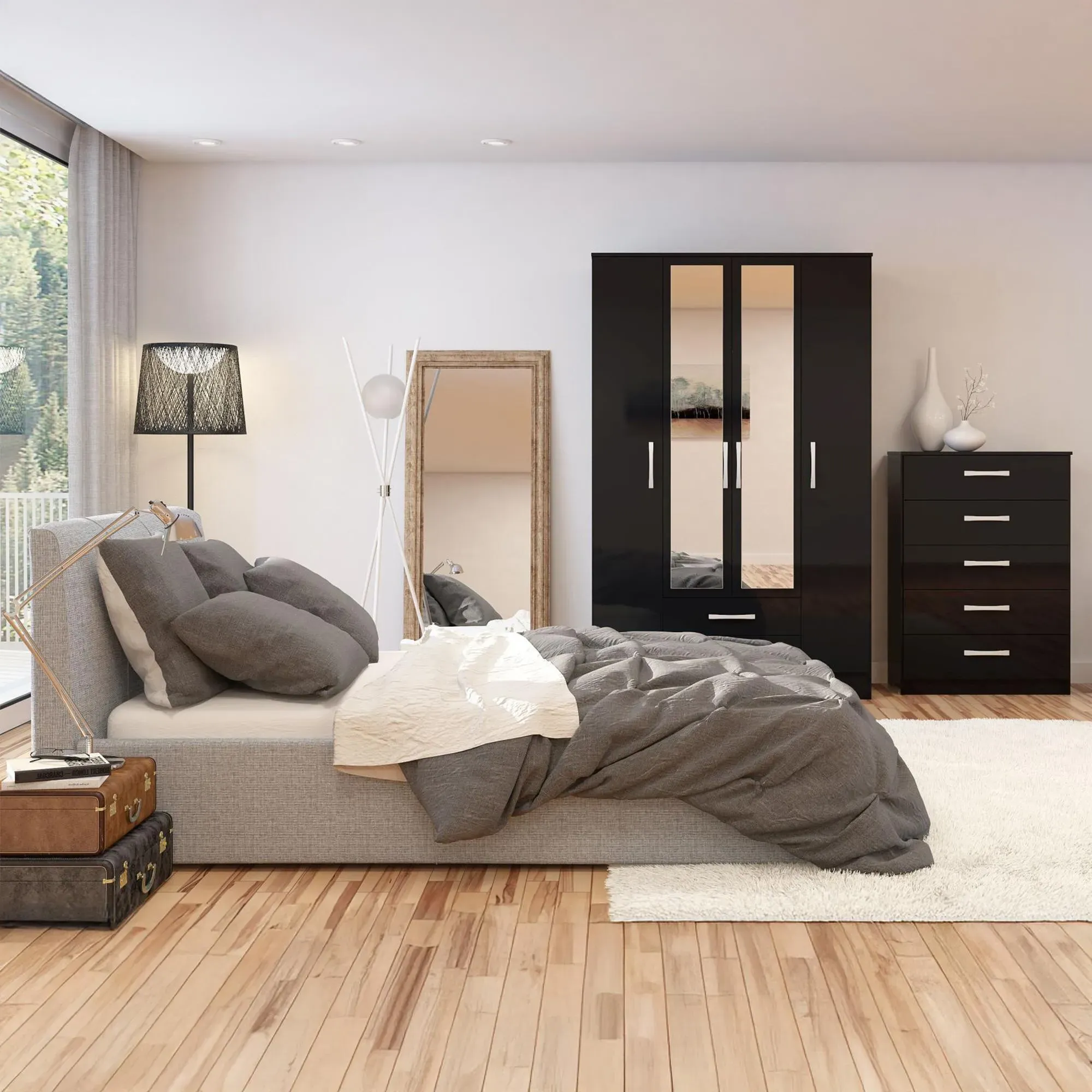 Lynx 5 Drawer Chest - Black, High Gloss