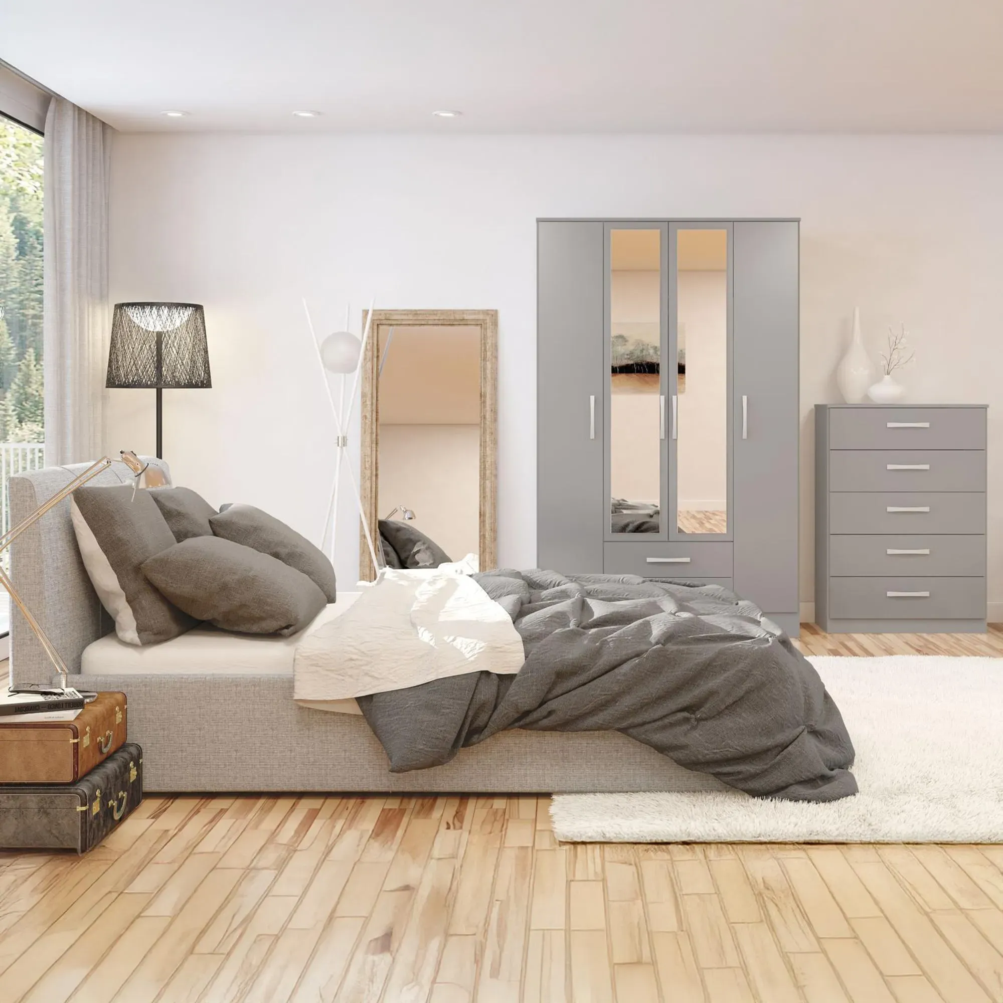 Lynx 5 Drawer Chest - Grey, High Gloss