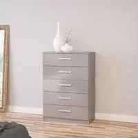 Lynx 5 Drawer Chest - Grey, High Gloss