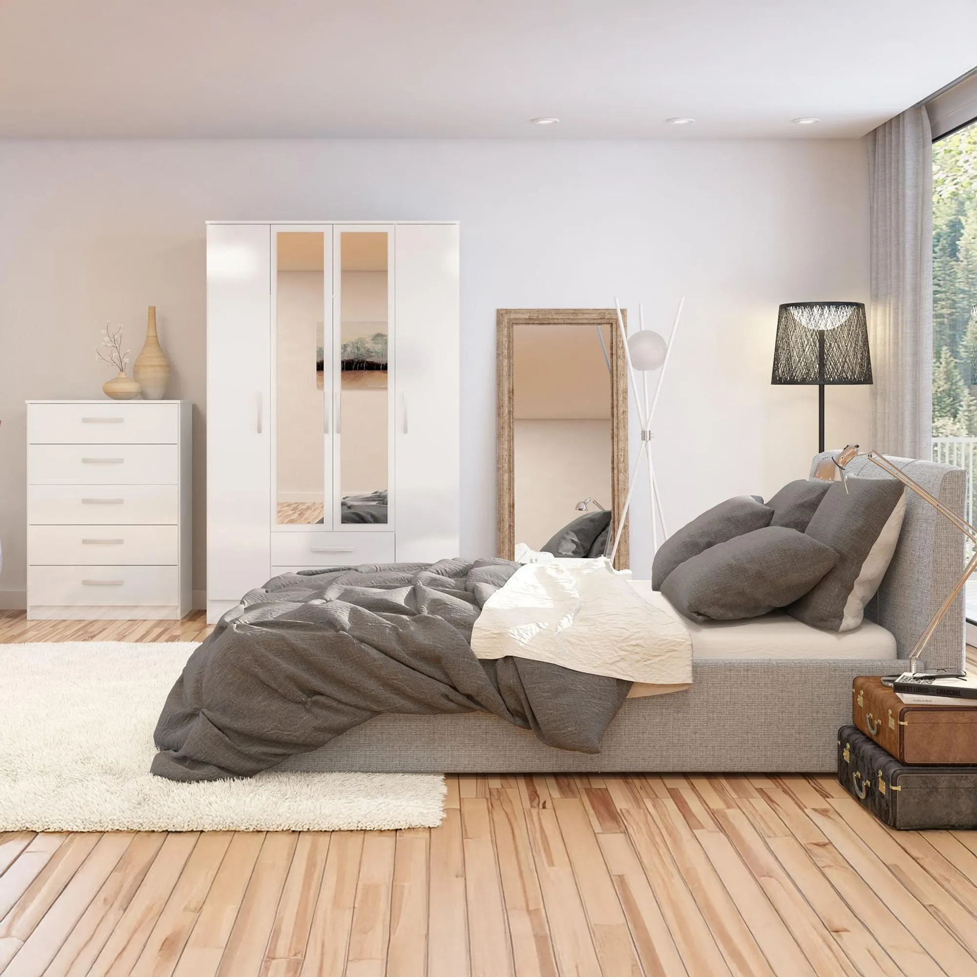 Lynx 5 Drawer Chest - White, High Gloss