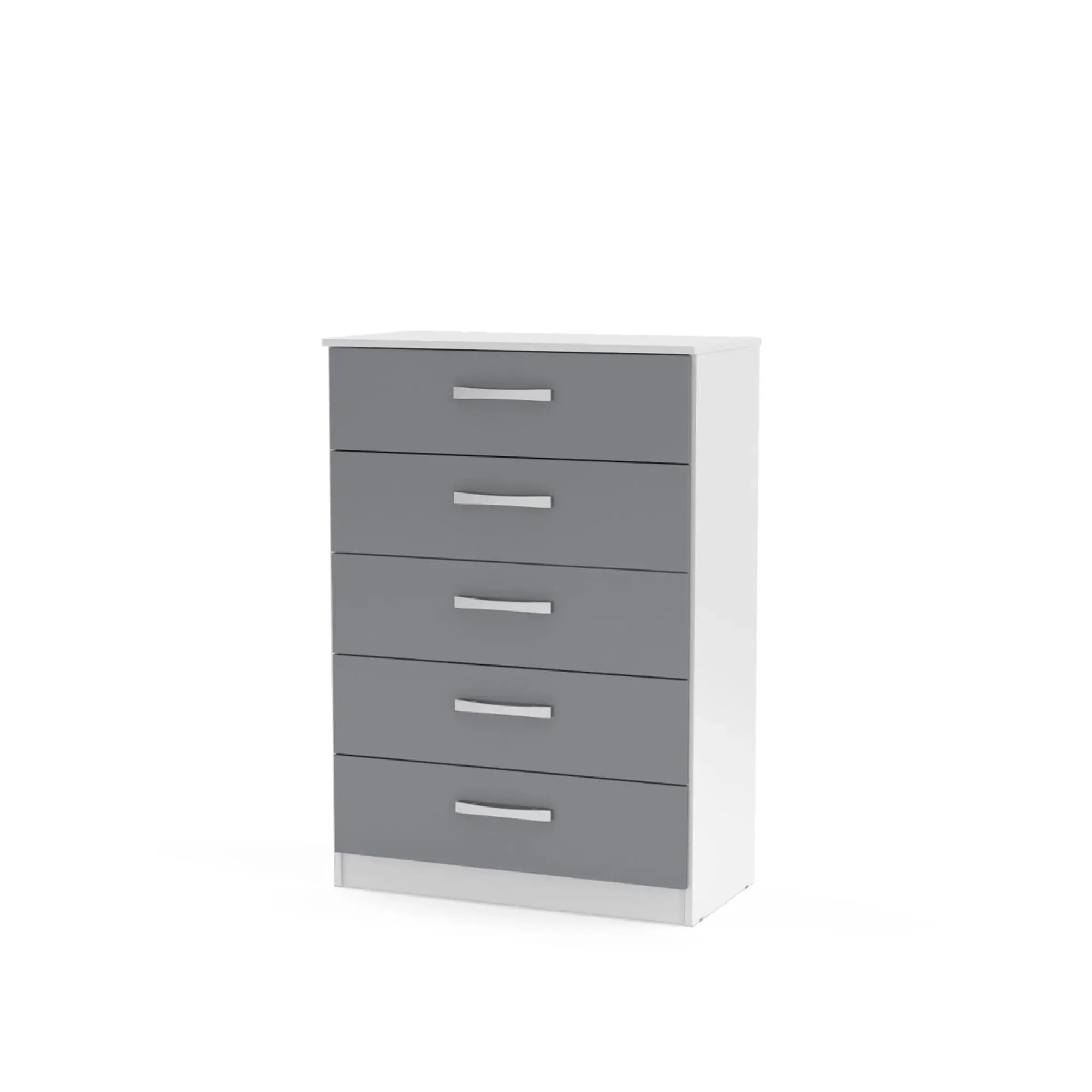 Lynx 5 Drawer Chest - White, High Gloss