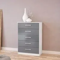 Lynx 5 Drawer Chest - White, High Gloss