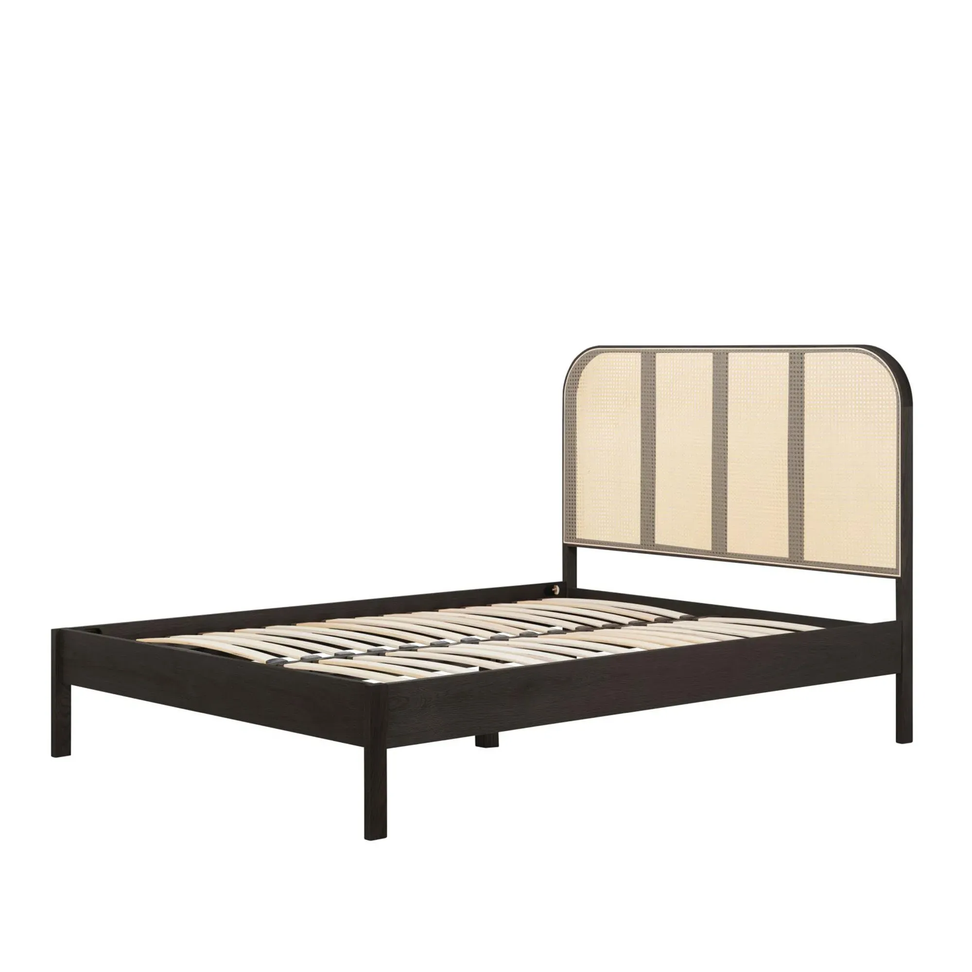 Margot Bed Frame - Black, Rattan