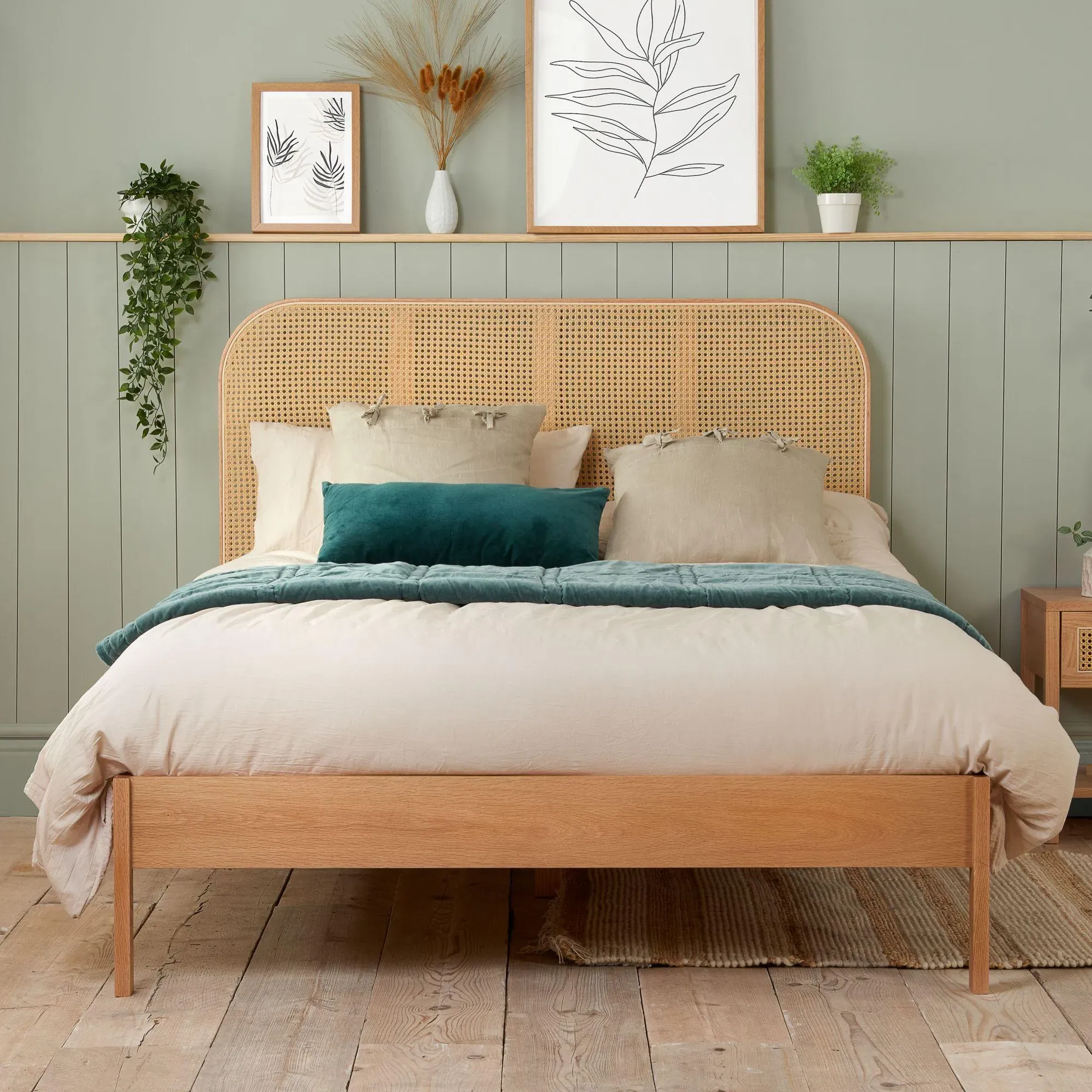 Margot Bed Frame - Oak, Rattan