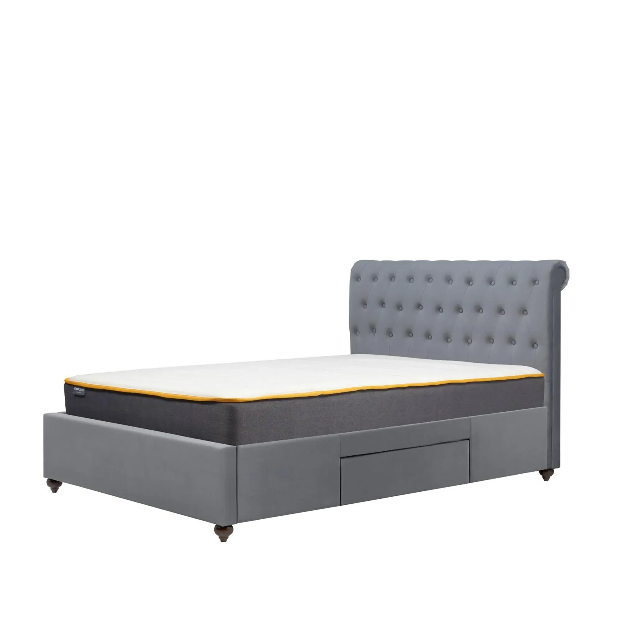 Marlow Velvet Fabric Bed - Grey