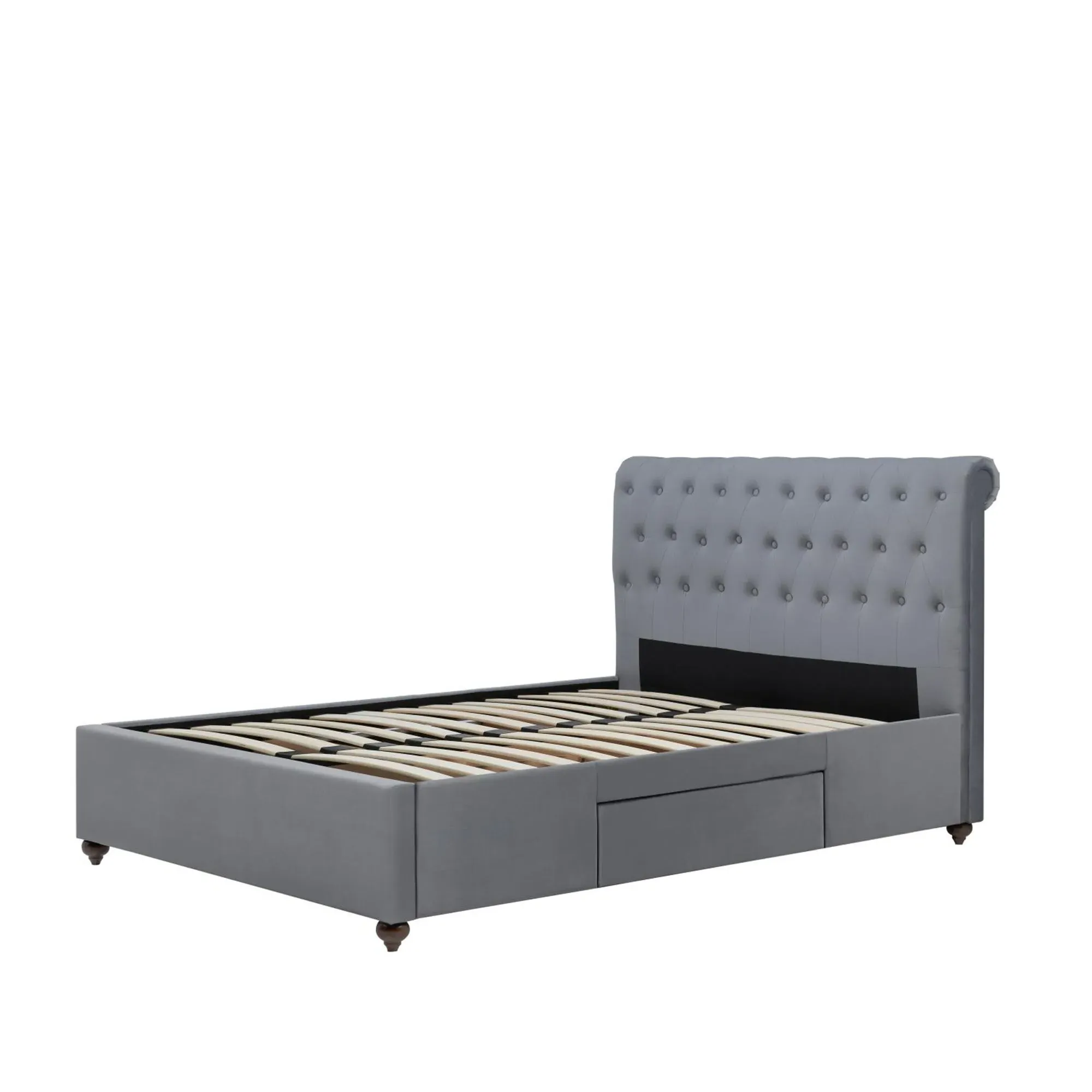Marlow Velvet Fabric Bed - Grey