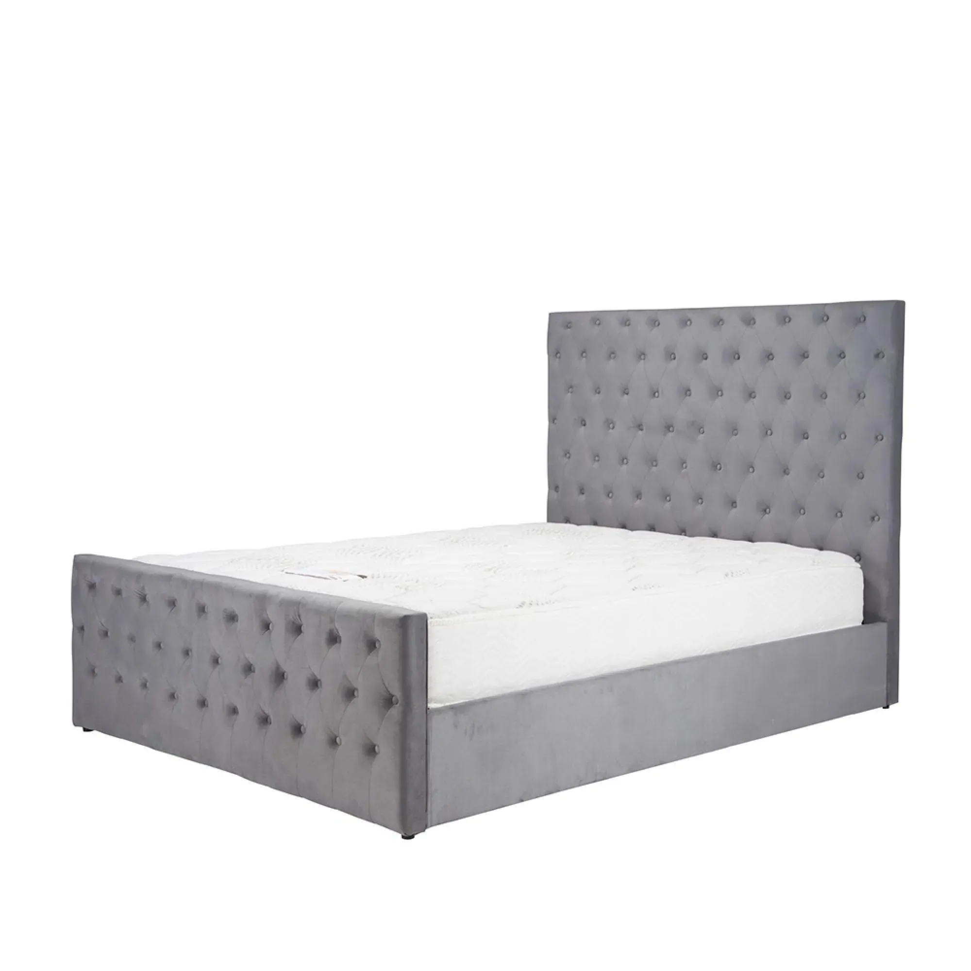 Marquis Ottoman Storage Bed - Grey, Velvet
