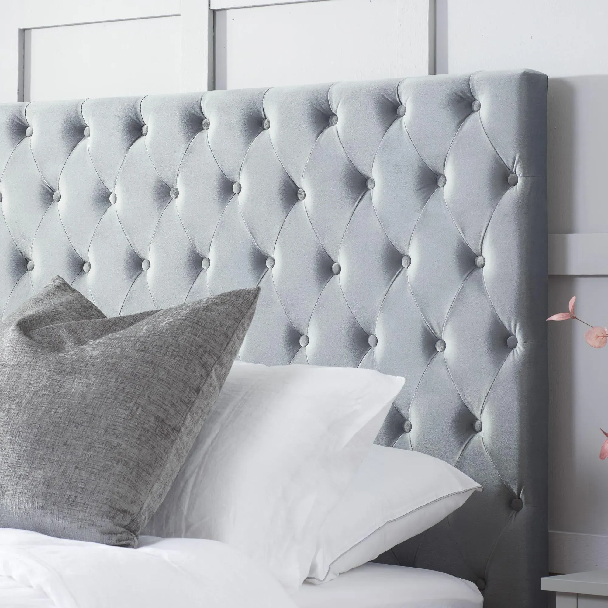 Marquis Ottoman Storage Bed - Grey, Velvet