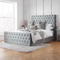 Marquis Ottoman Storage Bed - Grey, Velvet