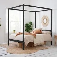 Mercia Four Poster Bed - Black, Wood