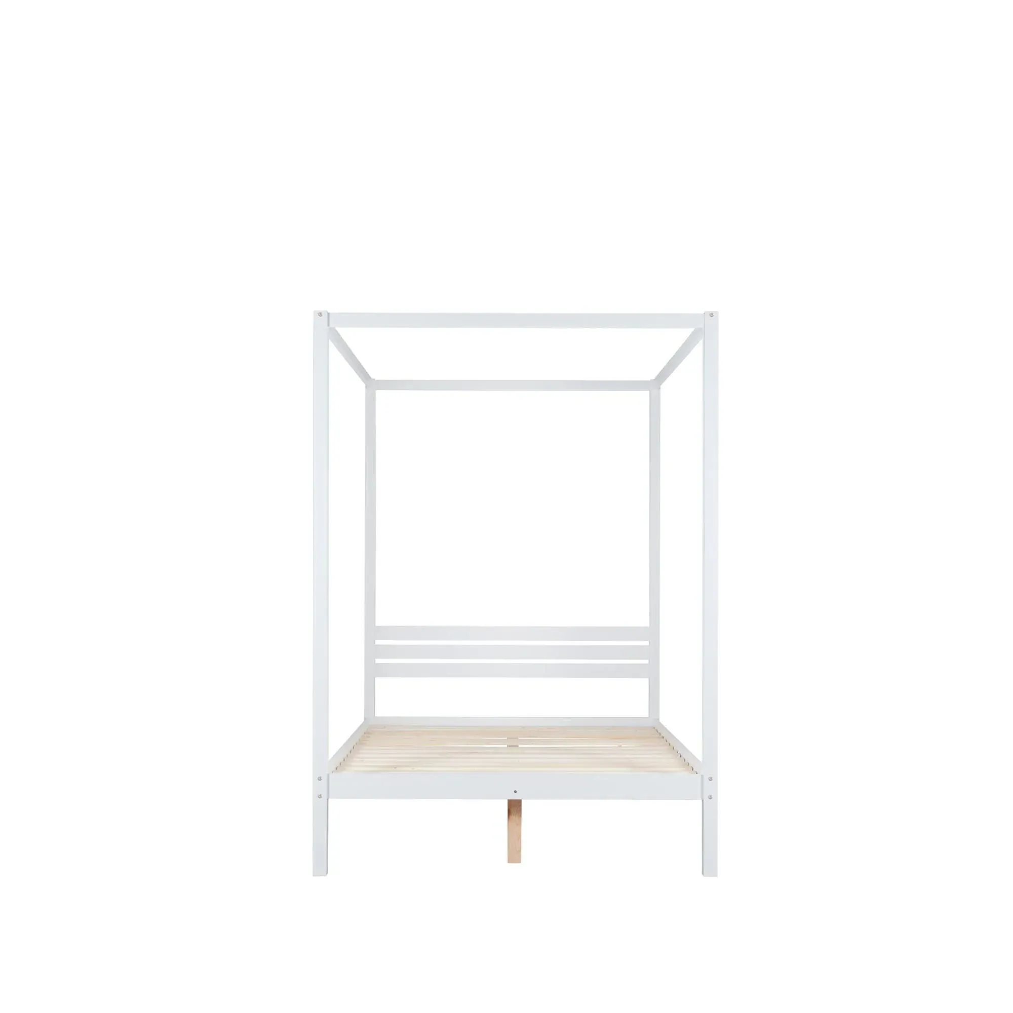 Mercia Four Poster Bed - White, Wood