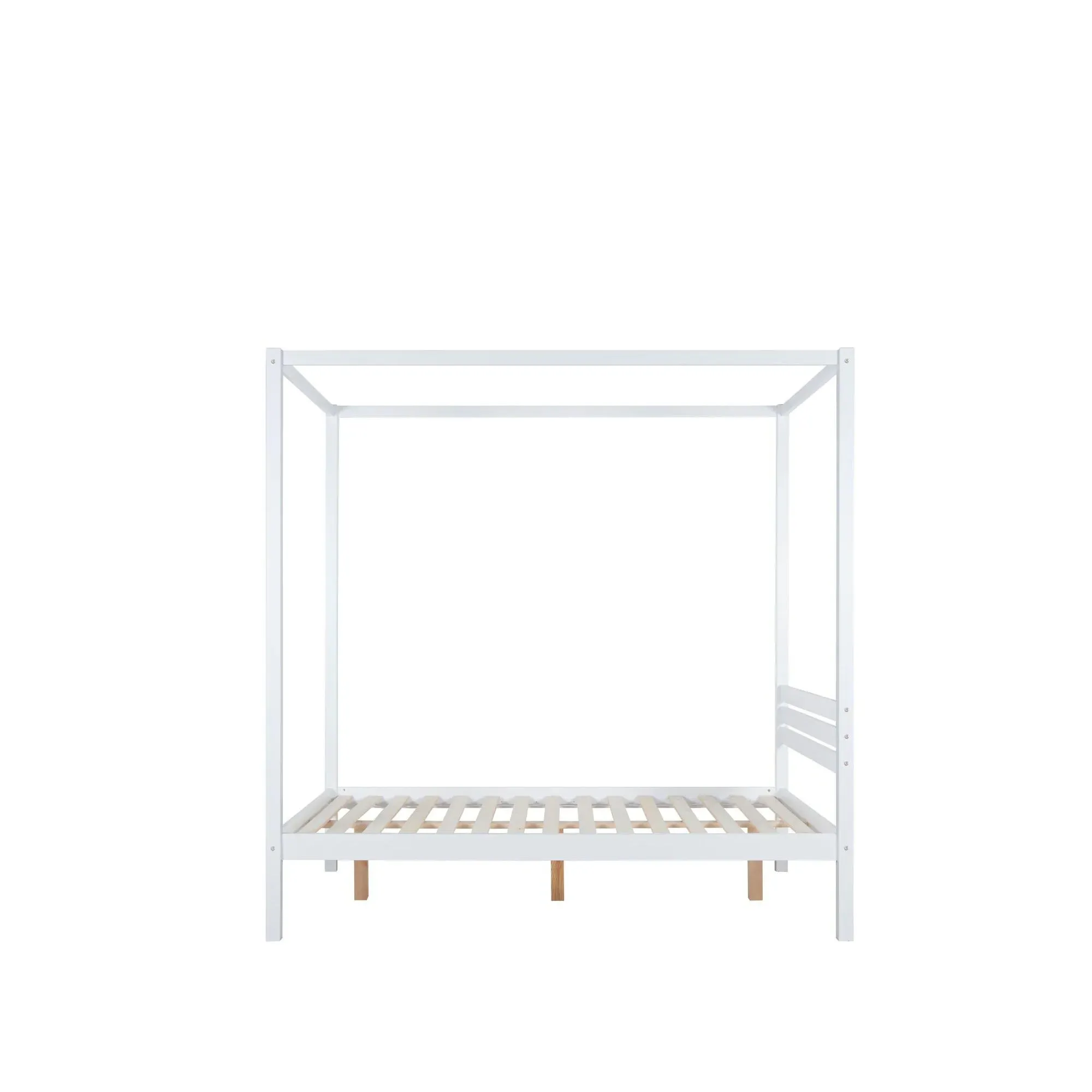 Mercia Four Poster Bed - White, Wood