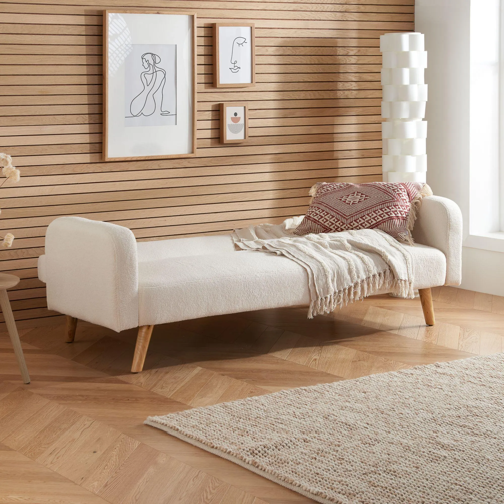 Micah 2-Seater Sofa Bed - White, Fabric