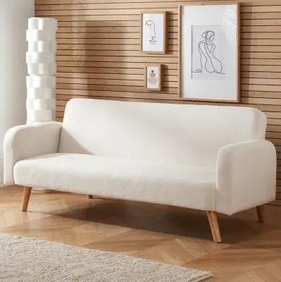 Micah 2-Seater Sofa Bed - White, Fabric