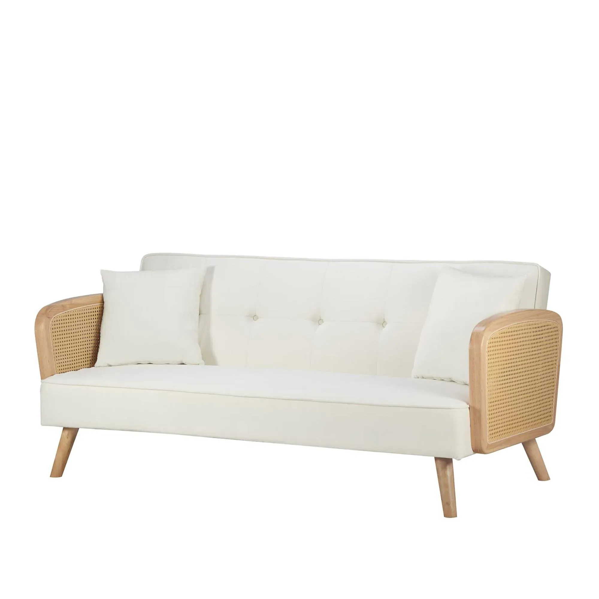 Mila 3-Seater Sofa Bed - White, Fabric
