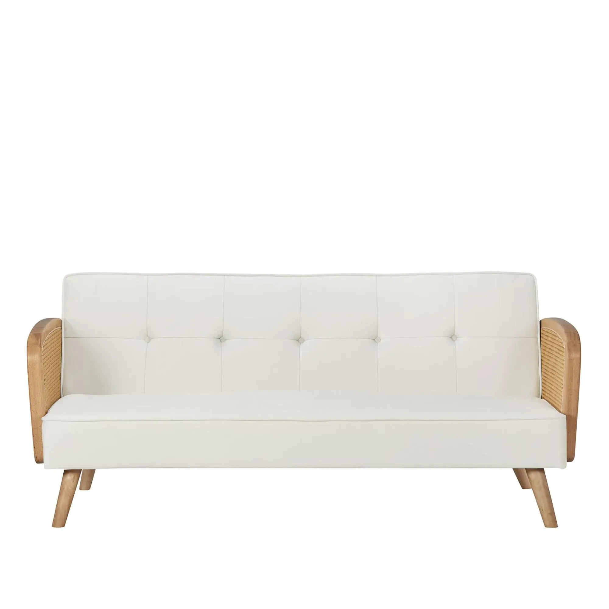 Mila 3-Seater Sofa Bed - White, Fabric