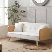 Mila 3-Seater Sofa Bed - White, Fabric