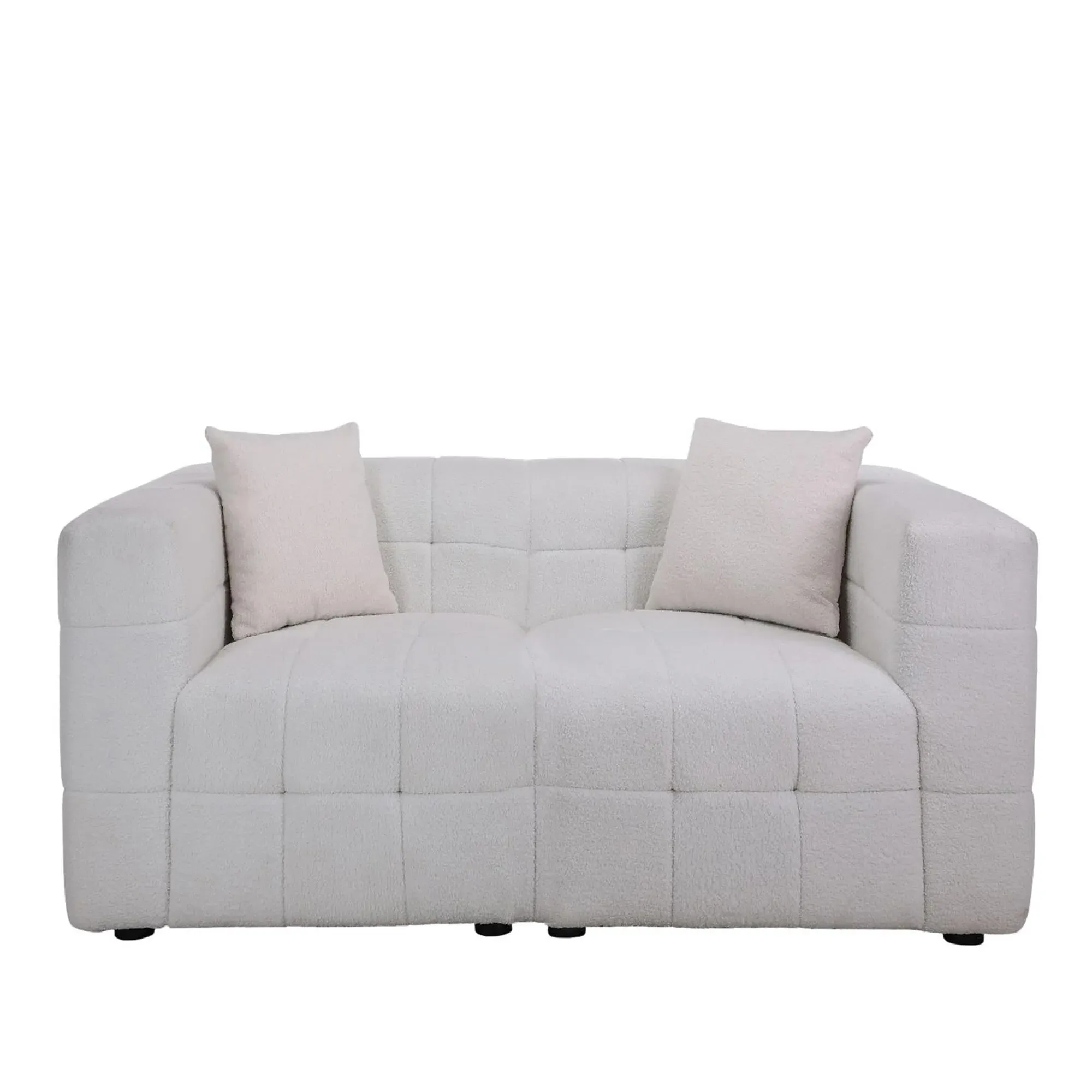 Milo 2-Seater Sofa - White, Boucle Fabric