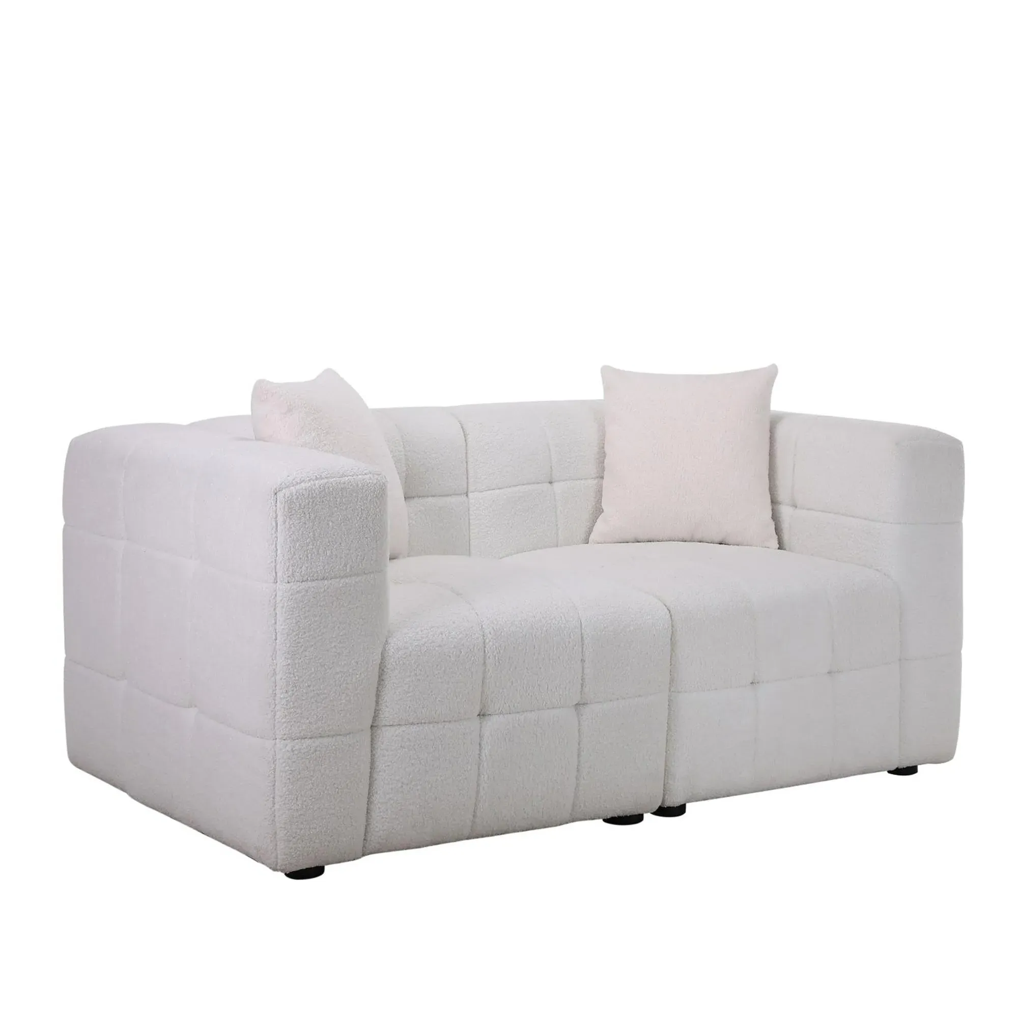Milo 2-Seater Sofa - White, Boucle Fabric