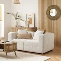 Milo 2-Seater Sofa - White, Boucle Fabric